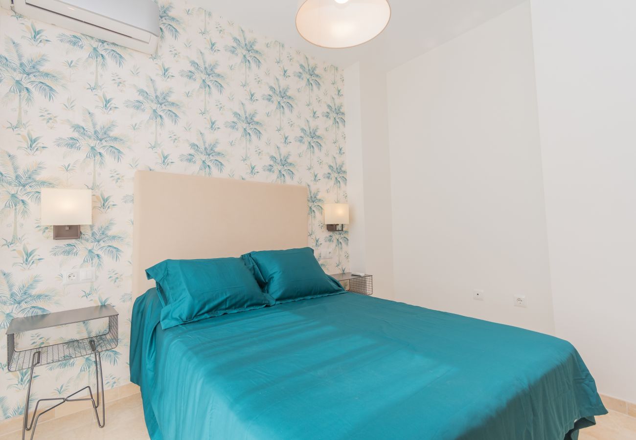 Dormitorio de este apartamento en el centro de Málaga
