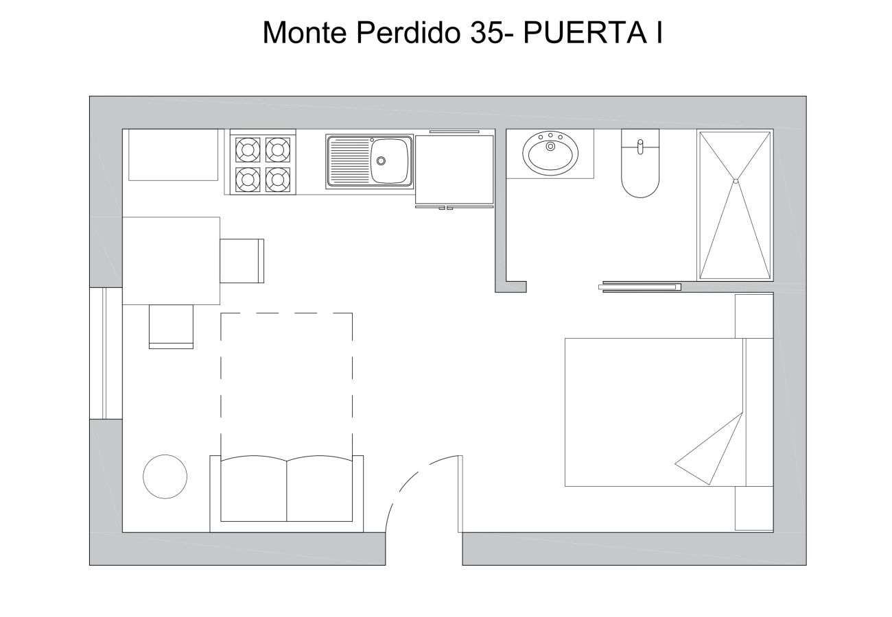 Estudio en Madrid - M (MPE35I) Acogedor con Cama Doble y Sofá Cama Cer
