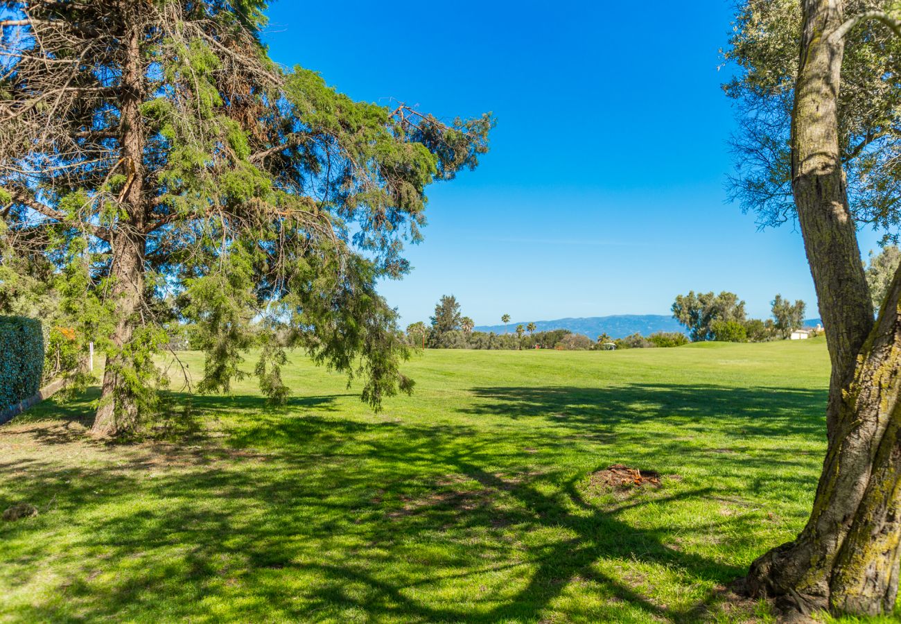 view, golf course, trees, grass, monchique, hills
