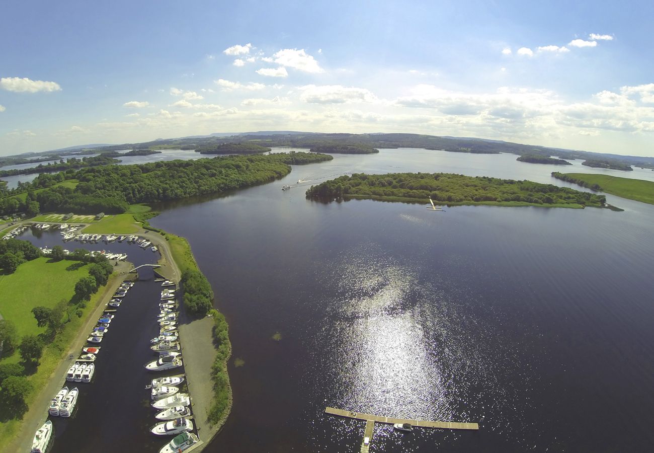 Aerial view Lower Lough Erne Boating Holiday Fermanagh Northern Ireland