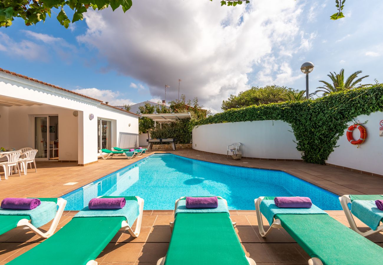 From the swimming pool you can find a very relaxing space in the heart of Cala'n Bosch in Menorca.