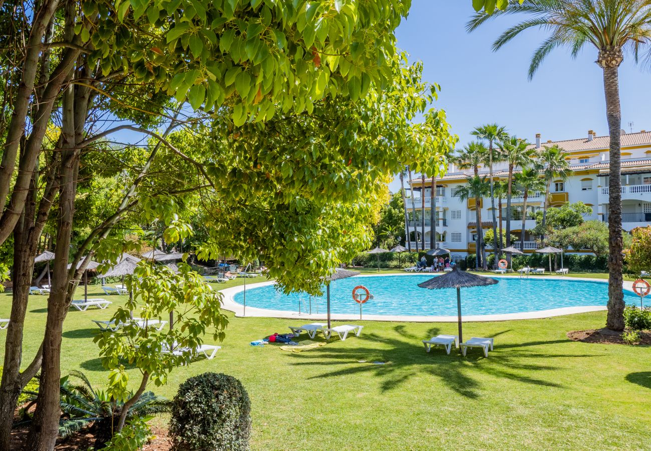 Garden of this apartment in Los Naranjos (Marbella)