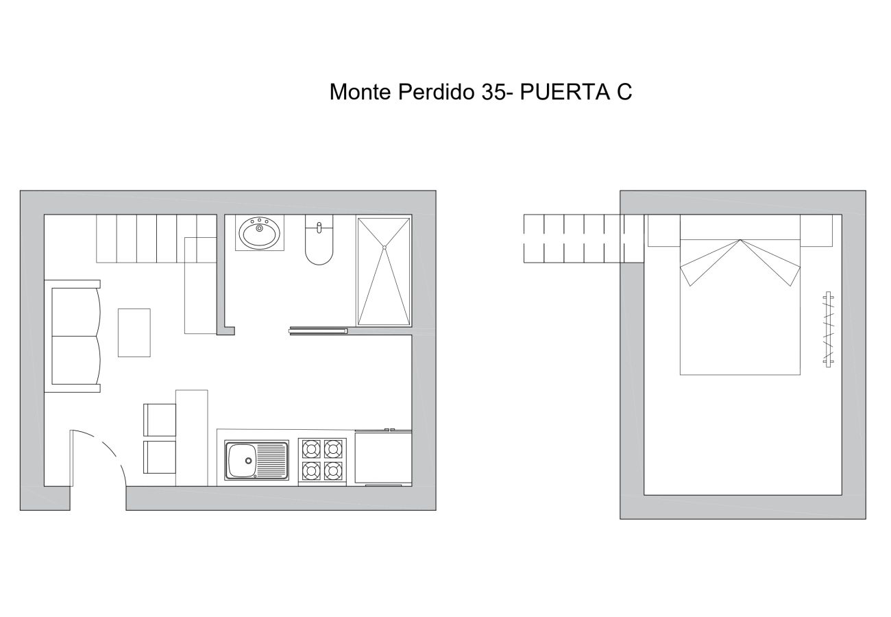 Studio à Madrid - Exquisito Estudio con Cama en Mezanine y Patio Compartido MPE35C